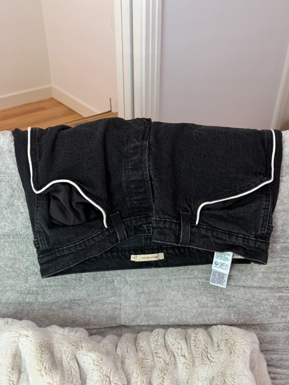 Levis Wedge Bootcut Women's Black Jeans with White side strip and button fly